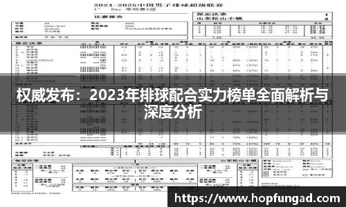 权威发布：2023年排球配合实力榜单全面解析与深度分析